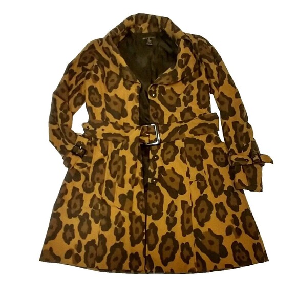 INC International Concepts Leopard Print Trench Coat With Belt Medium - Picture 1 of 10